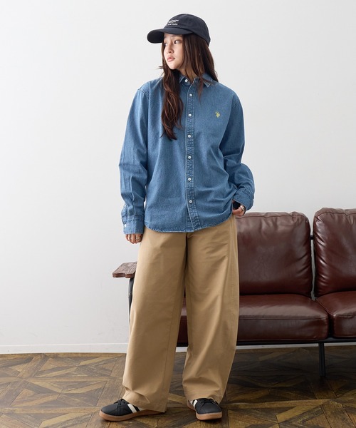 U.S. POLO ASSN.(ユーエスポロアッスン)の「【U.S. POLO ASSN./ユーエスポロアッスン】ワンポイント ダブルホースマン刺繍 8.5ozデニム ブロード ロングスリーブシャツ(シャツ/ブラウス・メンズ・ライトブルー/ダークグレー/ネイビー・M/L/LL)」の10枚目の写真