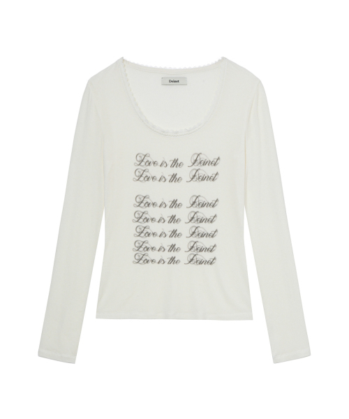 DEINET(ダイニット)の「LOVE IS THE LACE LONG SLEEVE IN WHITE(Tシャツ/カットソー・レディース・その他・FREE)」の1枚目の写真