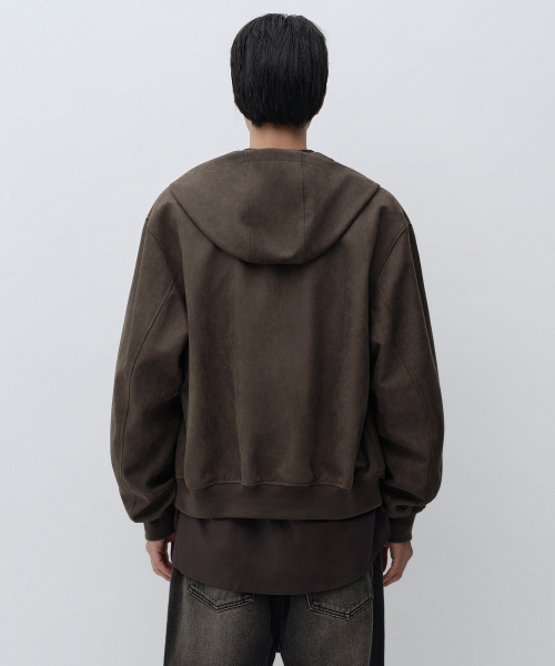 MUSINSA STANDARD（ムシンサスタンダード）の「シンセティックスエードフード付きジャケット [ブラウン]（ライダースジャケット・メンズ・その他・MEDIUM/LARGE/X-LARGE/2XL）」の3枚目の写真