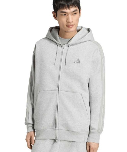 adidas(アディダス)の「アディダス adidas エッセンシャルズ プラス ルーズフィット コンテンポラリー スペーサーニット フルジップパーカー(パーカー・メンズ・グレー・S/M/L/LL/3L)」の1枚目の写真