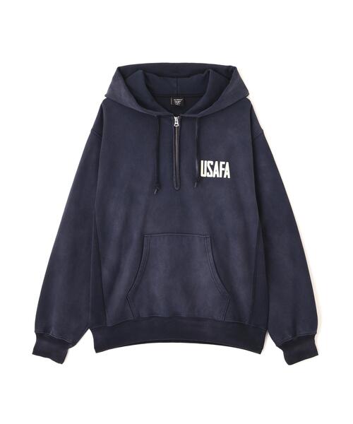 AVIREX（アヴィレックス）の「FADED USAFA HALF ZIP HOODIE / フェード ユーエスエアフォース ハーフジップ フーディ / AVIREX / アヴィレックス（パーカー・メンズ・チャコールグレー/ネイビー・L/M/XL/2XL）」の5枚目の写真