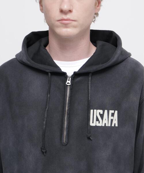 AVIREX（アヴィレックス）の「FADED USAFA HALF ZIP HOODIE / フェード ユーエスエアフォース ハーフジップ フーディ / AVIREX / アヴィレックス（パーカー・メンズ・チャコールグレー/ネイビー・L/M/XL/2XL）」の12枚目の写真