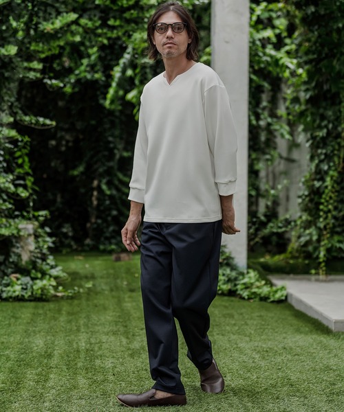 CAMBIO(カンビオ)の「mlt5877- ポンチ7分袖キーネックカットソー(BP-BFA0162)(Tシャツ/カットソー・メンズ・ホワイト/ブラック/ネイビー/グレー・S/M/L)」の19枚目の写真