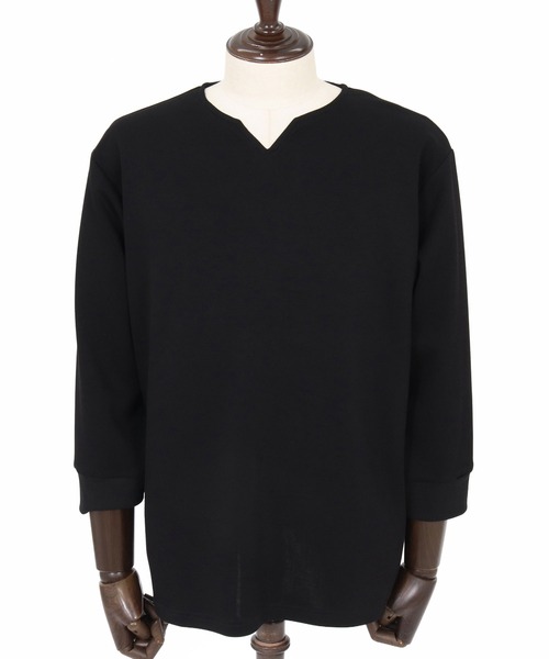 CAMBIO(カンビオ)の「mlt5877- ポンチ7分袖キーネックカットソー(BP-BFA0162)(Tシャツ/カットソー・メンズ・ホワイト/ブラック/ネイビー/グレー・S/M/L)」の22枚目の写真