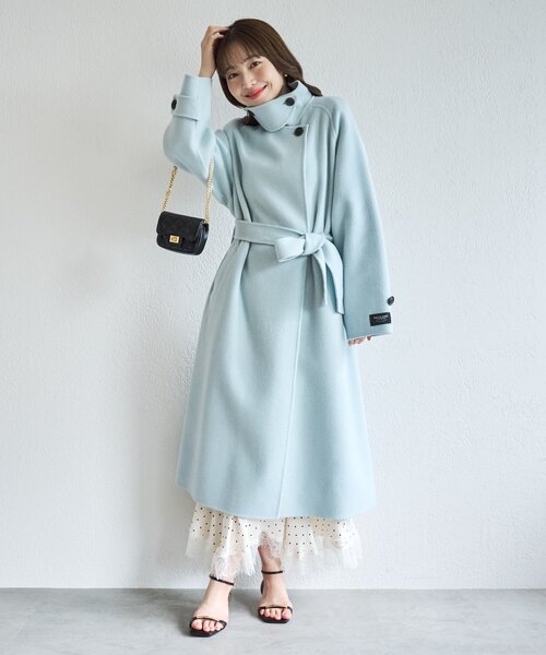 La boutique BonBon（ラブティックボンボン）の「ダブルフェイスロングコート（その他アウター・レディース・チャコールグレー/サックスブルー・FREE）」の2枚目の写真