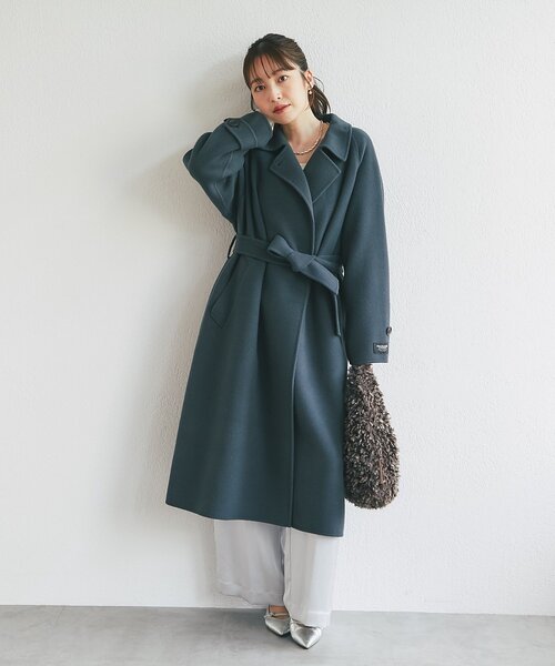 La boutique BonBon（ラブティックボンボン）の「ダブルフェイスロングコート（その他アウター・レディース・チャコールグレー/サックスブルー・FREE）」の3枚目の写真