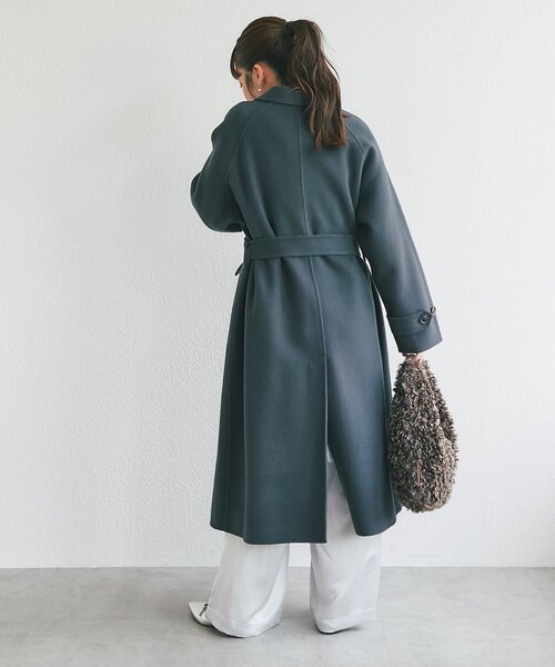 La boutique BonBon（ラブティックボンボン）の「ダブルフェイスロングコート（その他アウター・レディース・チャコールグレー/サックスブルー・FREE）」の5枚目の写真
