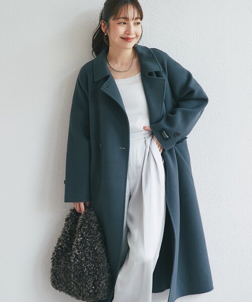 La boutique BonBon（ラブティックボンボン）の「ダブルフェイスロングコート（その他アウター・レディース・チャコールグレー/サックスブルー・FREE）」の6枚目の写真