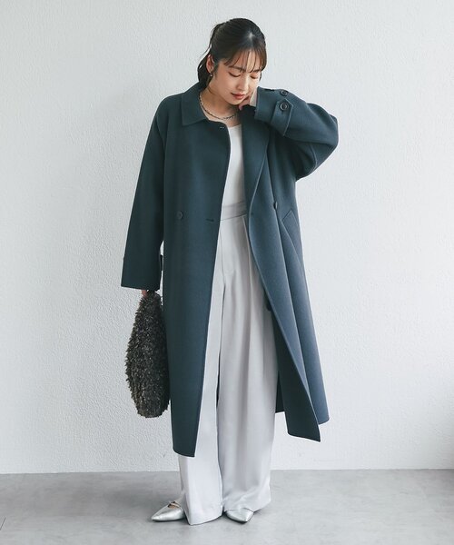 La boutique BonBon（ラブティックボンボン）の「ダブルフェイスロングコート（その他アウター・レディース・チャコールグレー/サックスブルー・FREE）」の7枚目の写真