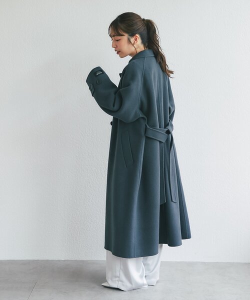 La boutique BonBon（ラブティックボンボン）の「ダブルフェイスロングコート（その他アウター・レディース・チャコールグレー/サックスブルー・FREE）」の8枚目の写真