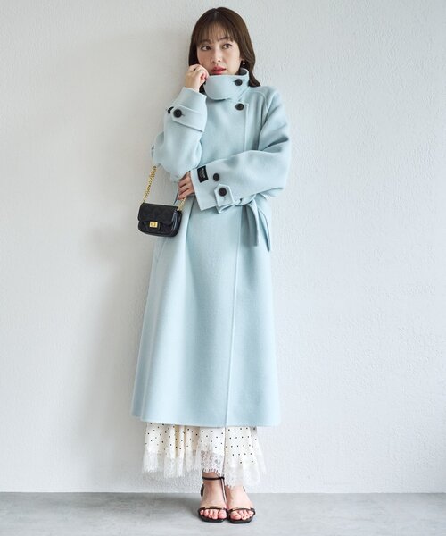 La boutique BonBon（ラブティックボンボン）の「ダブルフェイスロングコート（その他アウター・レディース・チャコールグレー/サックスブルー・FREE）」の11枚目の写真