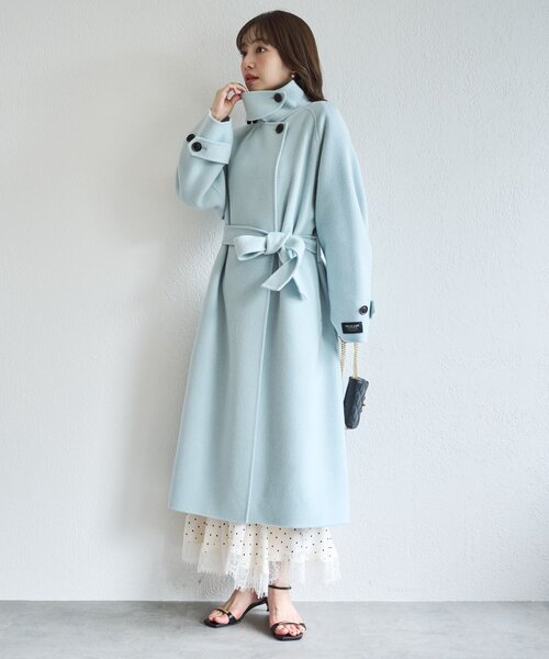 La boutique BonBon（ラブティックボンボン）の「ダブルフェイスロングコート（その他アウター・レディース・チャコールグレー/サックスブルー・FREE）」の12枚目の写真