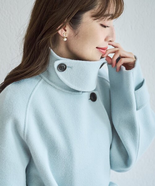 La boutique BonBon（ラブティックボンボン）の「ダブルフェイスロングコート（その他アウター・レディース・チャコールグレー/サックスブルー・FREE）」の13枚目の写真