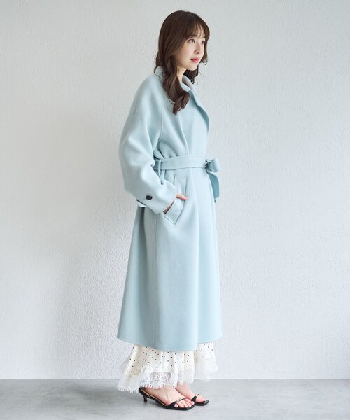 La boutique BonBon（ラブティックボンボン）の「ダブルフェイスロングコート（その他アウター・レディース・チャコールグレー/サックスブルー・FREE）」の15枚目の写真