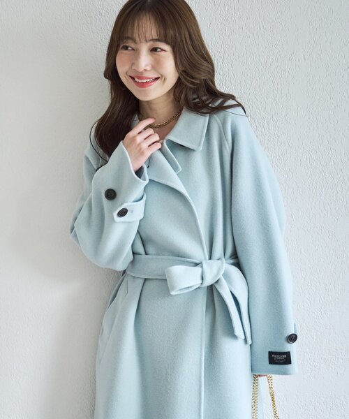 La boutique BonBon（ラブティックボンボン）の「ダブルフェイスロングコート（その他アウター・レディース・チャコールグレー/サックスブルー・FREE）」の17枚目の写真