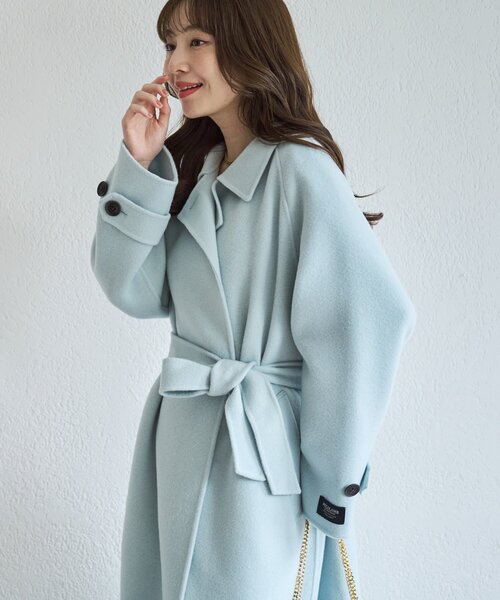 La boutique BonBon（ラブティックボンボン）の「ダブルフェイスロングコート（その他アウター・レディース・チャコールグレー/サックスブルー・FREE）」の18枚目の写真