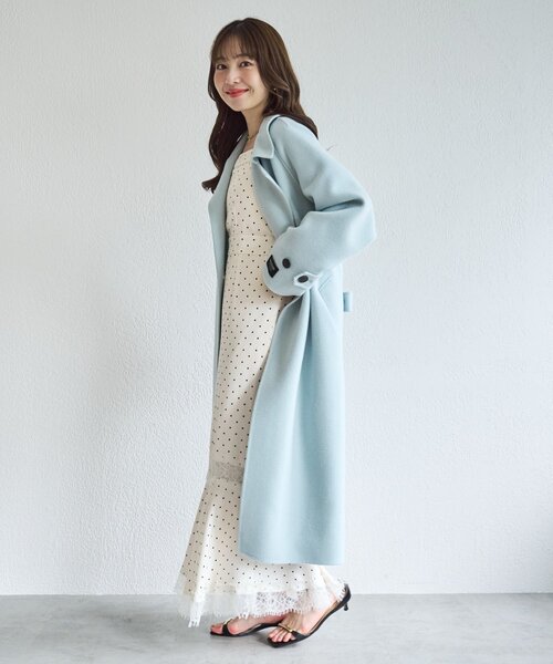 La boutique BonBon（ラブティックボンボン）の「ダブルフェイスロングコート（その他アウター・レディース・チャコールグレー/サックスブルー・FREE）」の19枚目の写真