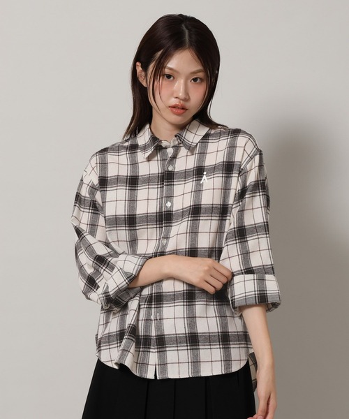 ALAND(エーランド)の「【UNISEX】ALAND/チェックビエラシャツ(シャツ/ブラウス・レディース・オフホワイト/ブラック/ブラウン・SMALL/LARGE)」の2枚目の写真