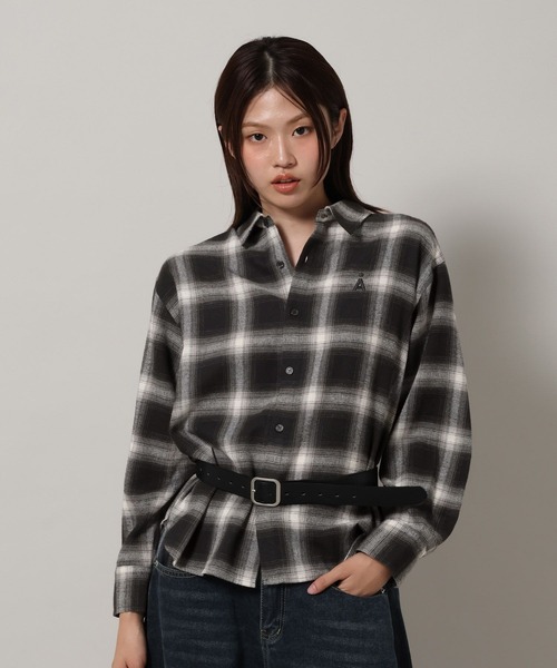 ALAND(エーランド)の「【UNISEX】ALAND/チェックビエラシャツ(シャツ/ブラウス・レディース・オフホワイト/ブラック/ブラウン・SMALL/LARGE)」の3枚目の写真