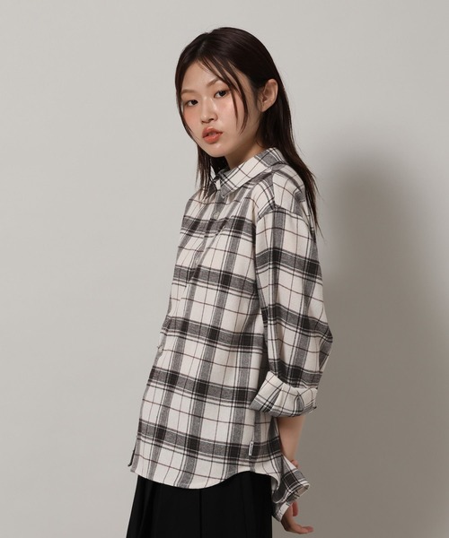 ALAND(エーランド)の「【UNISEX】ALAND/チェックビエラシャツ(シャツ/ブラウス・レディース・オフホワイト/ブラック/ブラウン・SMALL/LARGE)」の8枚目の写真