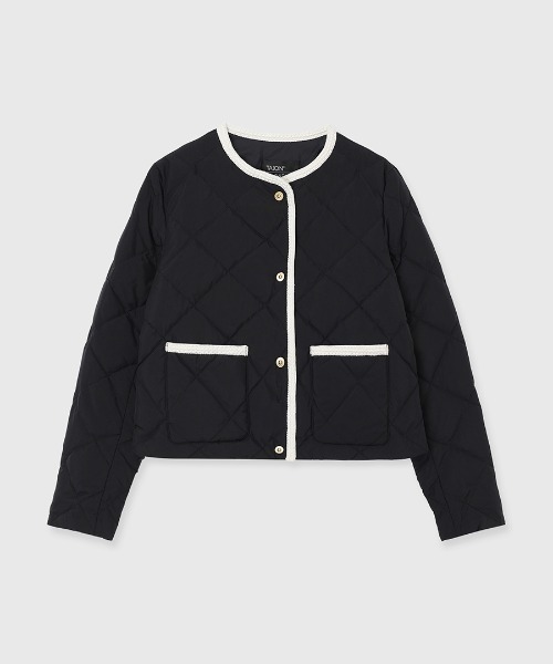 【TAION×anuans】ノーカラーキルティングショートダウン ネイビー TAION×anuans】ノーカラーキルティングショートダウン（ダウン