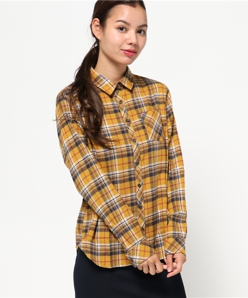 earth music&ecology（アースミュージックアンドエコロジー）の「【2016Autumn】フワフワネルチェックシャツ（シャツ/ブラウス・レディース・イエロー/ネイビー/アイボリー/サックスブルー/レッド/ピンク・MEDIUM/SMALL/S）」の15枚目の写真