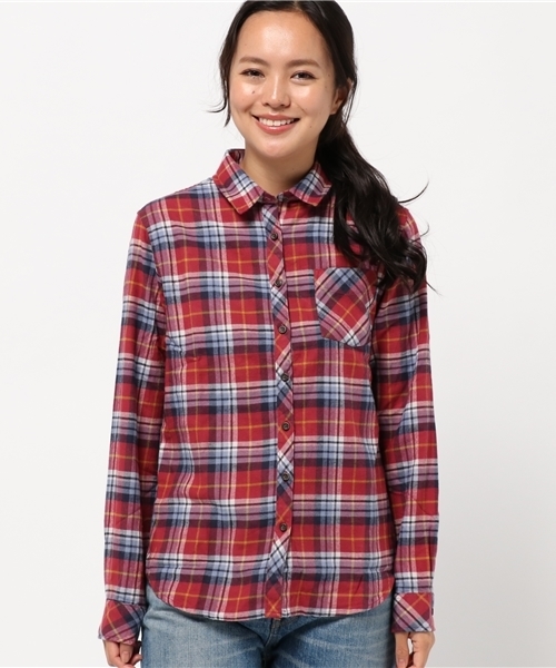 earth music&ecology（アースミュージックアンドエコロジー）の「【2016Autumn】フワフワネルチェックシャツ（シャツ/ブラウス・レディース・イエロー/ネイビー/アイボリー/サックスブルー/レッド/ピンク・MEDIUM/SMALL/S）」の6枚目の写真