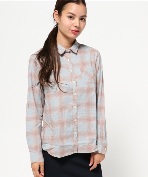 earth music&ecology（アースミュージックアンドエコロジー）の「【2016Autumn】フワフワネルチェックシャツ（シャツ/ブラウス・レディース・イエロー/ネイビー/アイボリー/サックスブルー/レッド/ピンク・MEDIUM/SMALL/S）」の4枚目の写真