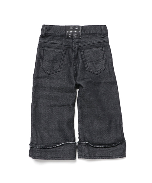 CHUBBYGANG（チャビーギャング）の「ニットデニムデザイン9分丈ワイドパンツ（デニムパンツ・キッズ・ブラック・110/130/150/140/160/100）」の3枚目の写真