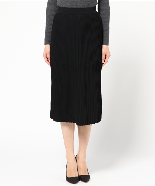 SLY（スライ）の「KNIT PLEATS LONG SK（スカート・レディース・ブラウン/ブラック・2/1）」の4枚目の写真