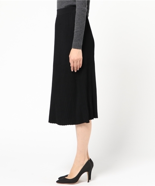 SLY（スライ）の「KNIT PLEATS LONG SK（スカート・レディース・ブラウン/ブラック・2/1）」の5枚目の写真