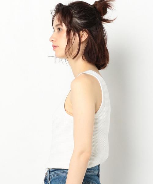 Another Edition（アナザーエディション）の「ワッフルショートタンクトップ ◆（タンクトップ・レディース・ホワイト/ライトブルー・FREE）」の9枚目の写真