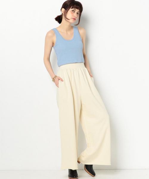 Another Edition（アナザーエディション）の「ワッフルショートタンクトップ ◆（タンクトップ・レディース・ホワイト/ライトブルー・FREE）」の6枚目の写真