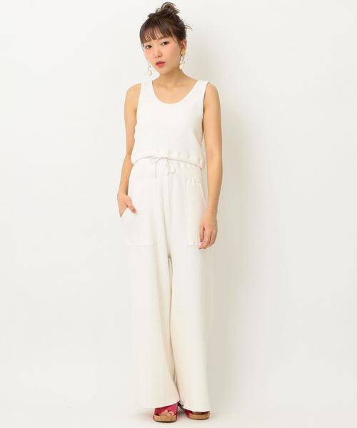 Another Edition（アナザーエディション）の「ワッフルショートタンクトップ ◆（タンクトップ・レディース・ホワイト/ライトブルー・FREE）」の7枚目の写真