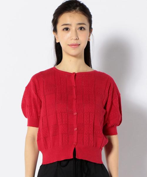 Khaju（カージュ）の「Khaju:ショートスリーブカーディガン（カーディガン/ボレロ・レディース・ホワイト/レッド系その他/ブラック・ONE SIZE）」の10枚目の写真