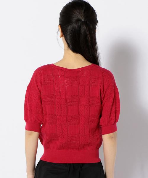 Khaju（カージュ）の「Khaju:ショートスリーブカーディガン（カーディガン/ボレロ・レディース・ホワイト/レッド系その他/ブラック・ONE SIZE）」の5枚目の写真