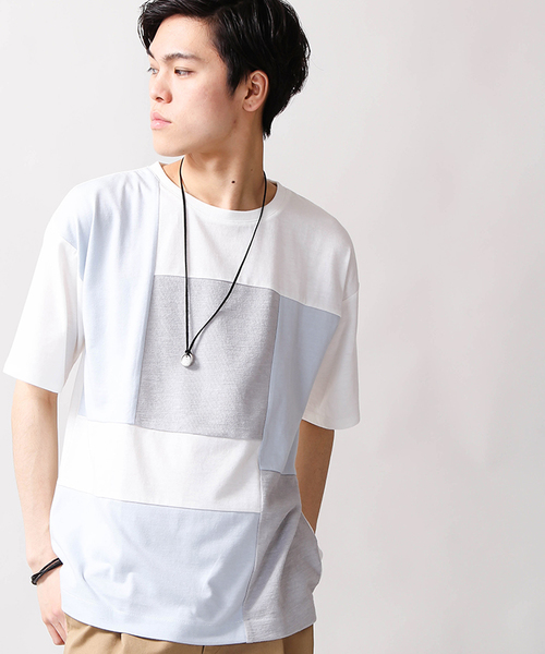 WEGO(ウィゴー)の「WEGO/ミックスパネルカットソー(Tシャツ/カットソー・メンズ・サックスブルー/ネイビー/ホワイト/マスタード/グレー/ワイン/ダークグリーン・LARGE/MEDIUM)」の5枚目の写真