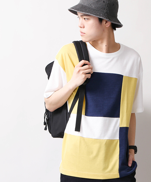 WEGO(ウィゴー)の「WEGO/ミックスパネルカットソー(Tシャツ/カットソー・メンズ・サックスブルー/ネイビー/ホワイト/マスタード/グレー/ワイン/ダークグリーン・LARGE/MEDIUM)」の6枚目の写真