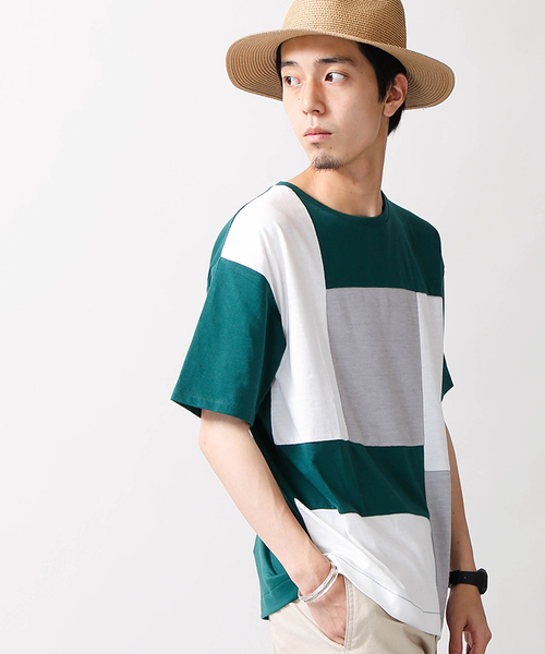 WEGO(ウィゴー)の「WEGO/ミックスパネルカットソー(Tシャツ/カットソー・メンズ・サックスブルー/ネイビー/ホワイト/マスタード/グレー/ワイン/ダークグリーン・LARGE/MEDIUM)」の3枚目の写真