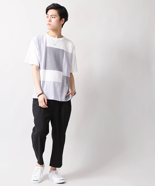 WEGO(ウィゴー)の「WEGO/ミックスパネルカットソー(Tシャツ/カットソー・メンズ・サックスブルー/ネイビー/ホワイト/マスタード/グレー/ワイン/ダークグリーン・LARGE/MEDIUM)」の15枚目の写真