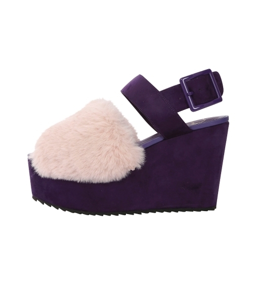 merry jenny（メリージェニー）の「エコｆｕｒ厚底サンダル（その他シューズ・レディース・パープル/パープル系その他2/ブラック/ベージュ・MEDIUM/SMALL/LARGE）」の5枚目の写真