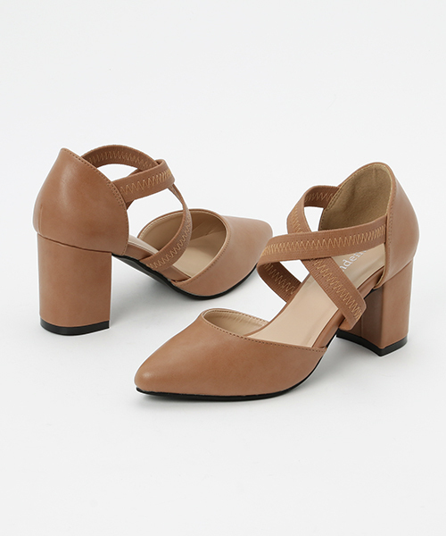 Andemiu(アンデミュウ)の「クロスバンドパンプス770191(パンプス・レディース・その他/ブラック/キャメル・MEDIUM/SMALL/LARGE)」の1枚目の写真
