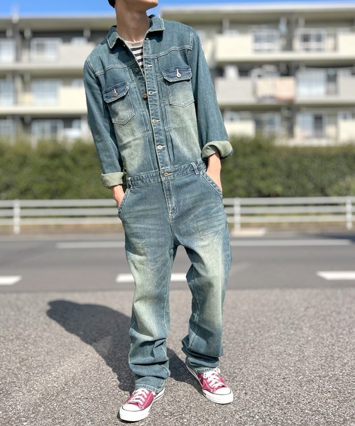 セール】デニム カバーオール オールインワン ツナギ ワークウェア
