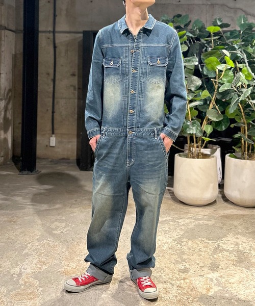 セール】デニム カバーオール オールインワン ツナギ ワーク