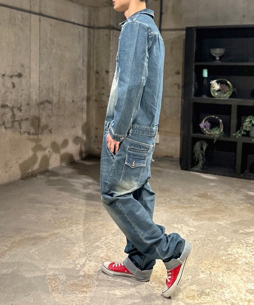 シュプリーム リーバイス デニムカバーオール ブラック オールインワン ツナギ セール】ヴィンテージデザインデニムオールインワンツナギ