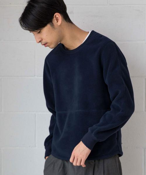 green label relaxing（グリーンレーベルリラクシング）の「STポーラテック クルーネック フリース ◆（スウェット・メンズ・ネイビー/ナチュラル・LARGE/MEDIUM/SMALL）」の2枚目の写真