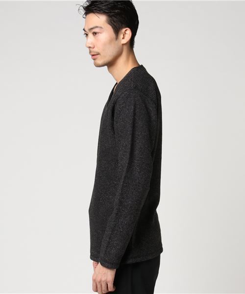 ボーダーブークレフリースフェイクVネックTシャツカットソー ボーダーブークレフリースフェイクVネックTシャツカットソー
