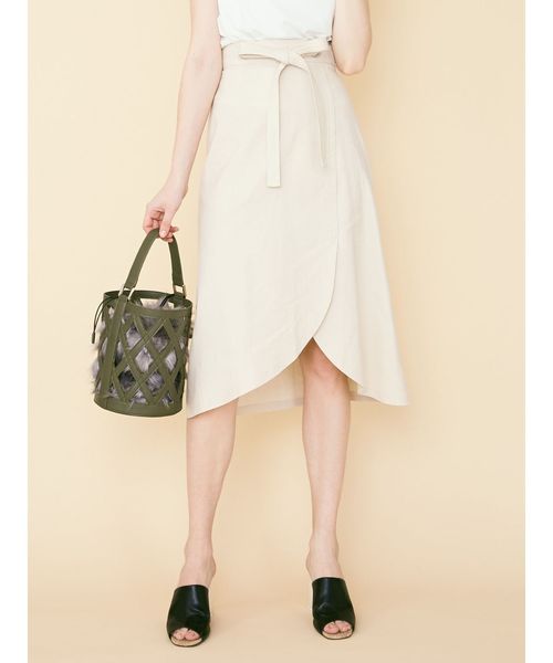 Mercuryduo マーキュリーデュオ の リネンラップスカート ベージュ スカート Wear