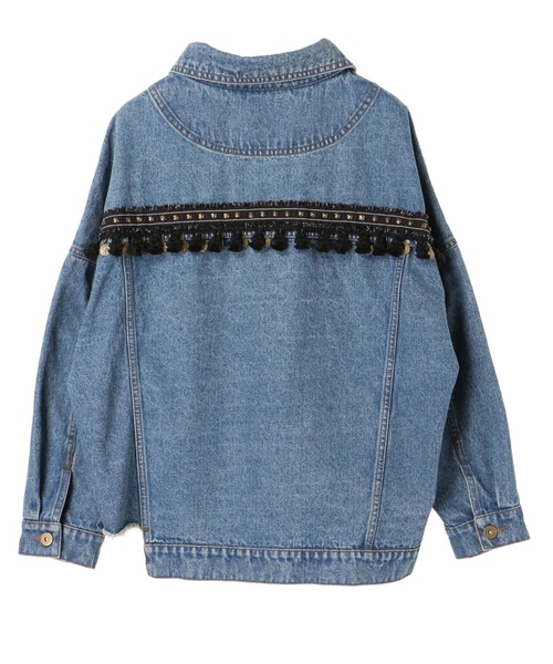 Editt by YECCA VECCA（エディットバイイェッカヴェッカ）の「コインフリンジ×スタッズジャケット②（ブルゾン・レディース・インディゴブルー・FREE）」の5枚目の写真