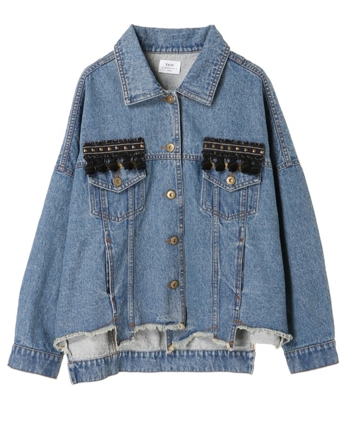Editt by YECCA VECCA（エディットバイイェッカヴェッカ）の「コインフリンジ×スタッズジャケット②（ブルゾン・レディース・インディゴブルー・FREE）」の15枚目の写真